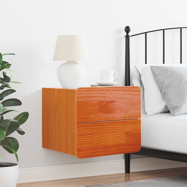 vidaXL &Eacute;jjeli asztal Faggy&uacute; barna 39 x 34 x 33 cm T&ouml;m&ouml;r fenyőfa