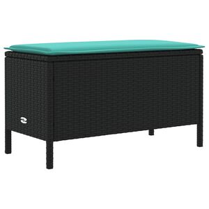 vidaXL Kerti l&aacute;btart&oacute; Fekete &eacute;s T&uuml;rkiz 80 x 38 x 42 cm PE Rattan