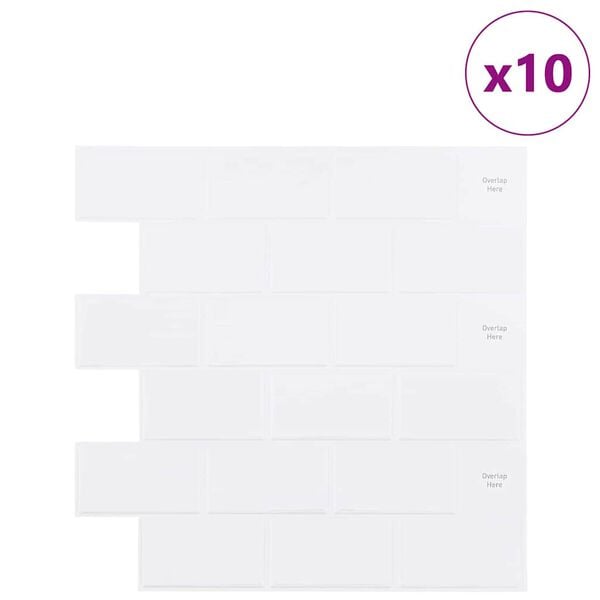 vidaXL Metr&oacute;csempe 10 pcs Feh&eacute;r 30,5 x 30,5 cm Poliuret&aacute;n &eacute;s PET