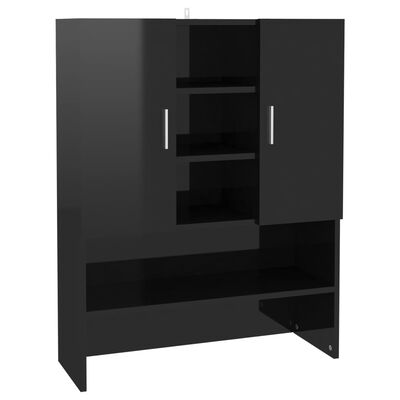 vidaXL magasfényű fekete mosógépszekrény 70,5 x 25,5 x 90 cm
