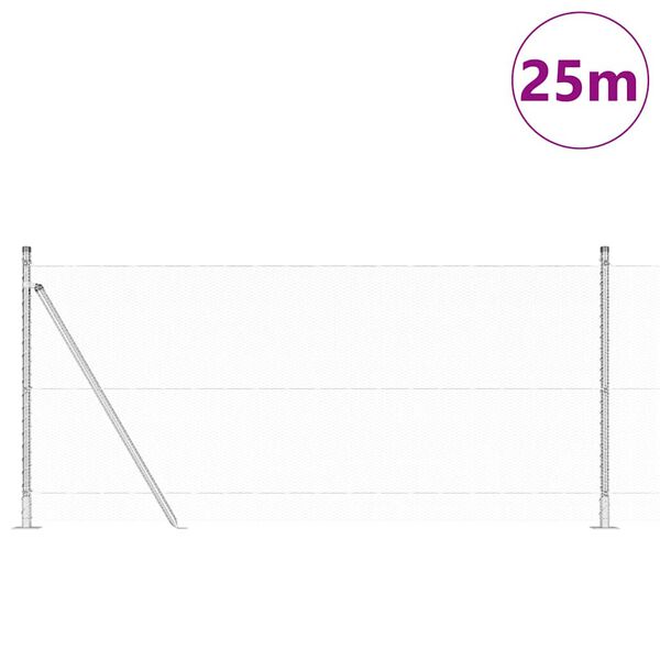 vidaXL Ker&iacute;t&eacute;soszlop Ez&uuml;st 25 x 0,8 m (13 mm h&aacute;l&oacute;) Ac&eacute;l