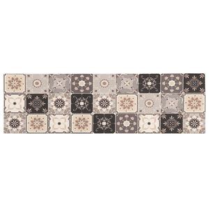 vidaXL Konyhai szőnyeg Sz&uuml;rke-b&eacute;zs mozaik 150 x 45 cm 100% Poliamid