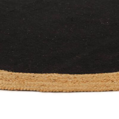 vidaXL fekete és természetes színű fonott juta-pamut kisszőnyeg 90 cm