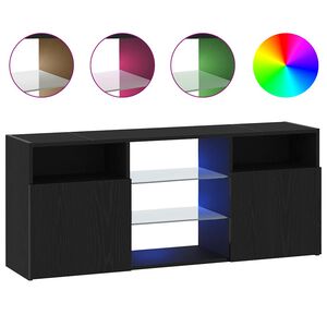 vidaXL fekete t&ouml;lgy szerelt fa TV-szekr&eacute;ny LED-ekkel 120x30x50 cm