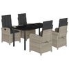 vidaXL 5r&eacute;szes vil&aacute;gossz&uuml;rke polyrattan kerti &eacute;tkezőgarnit&uacute;ra p&aacute;rn&aacute;val