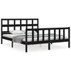 vidaXL fekete t&ouml;m&ouml;r fa &aacute;gykeret fejt&aacute;ml&aacute;val King Size