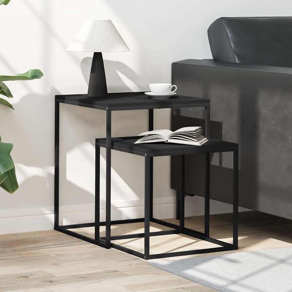 vidaXL 2 db szerelt fa &eacute;s f&eacute;m doh&aacute;nyz&oacute;asztal