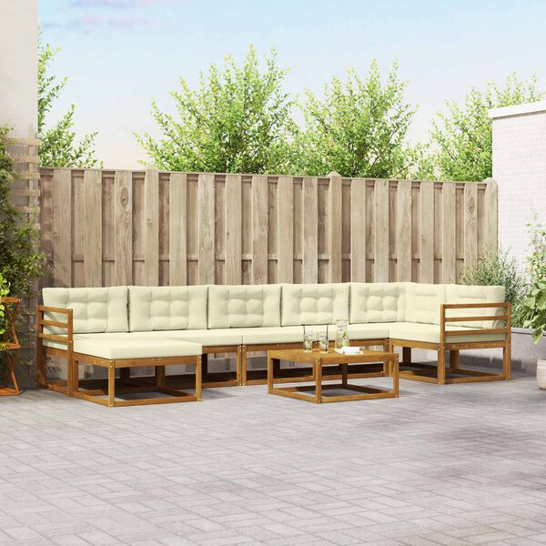 vidaXL K&uuml;lt&eacute;ri kanap&eacute; szett p&aacute;rn&aacute;val 8 pcs Term&eacute;szetes &eacute;s kr&eacute;msz&iacute;nű