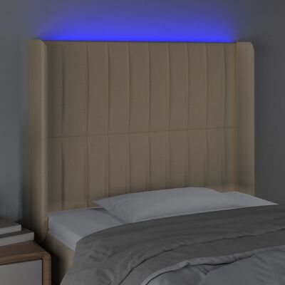 vidaXL krémszínű szövet LED-es fejtámla 103x16x118/128 cm