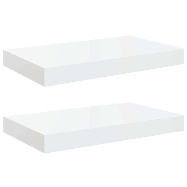 vidaXL 2 db magasf&eacute;nyű feh&eacute;r MDF lebegő fali polc 40 x 23 x 3,8 cm