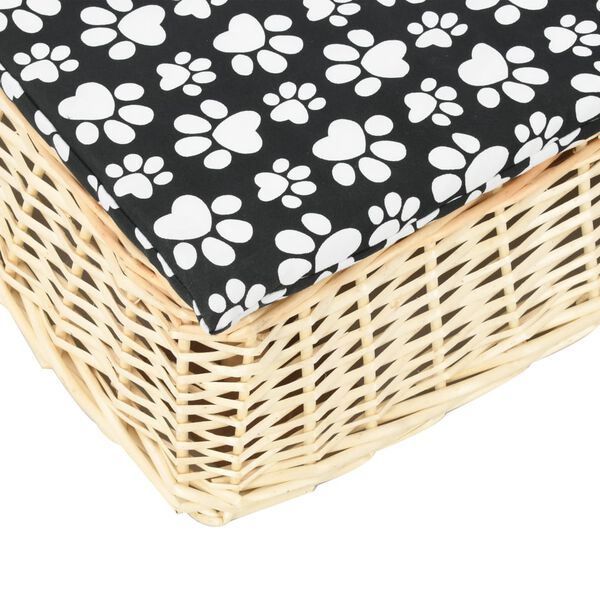 vidaXL lapos kialak&iacute;t&aacute;s&uacute; term&eacute;szetes fűzfa kutya&aacute;gy p&aacute;rn&aacute;val 110x75x15