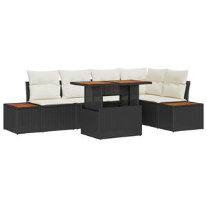vidaXL Kerti Kanap&eacute; Szett t&aacute;rol&oacute;val 6 pcs Fekete Poli rattan