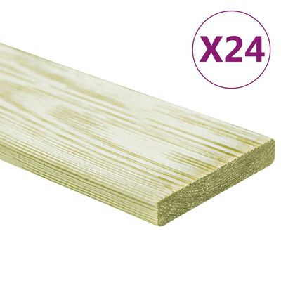 vidaXL 24 db impregnált tömör fenyőfa padlódeszka 2,88 m² 1 m