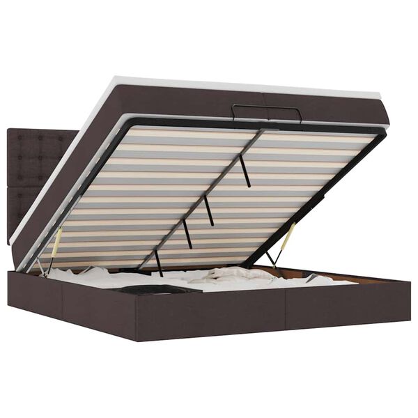 vidaXL Ottom&aacute;n &aacute;gykeret matracokkal S&ouml;t&eacute;tbarna 200x200cm sz&ouml;vet