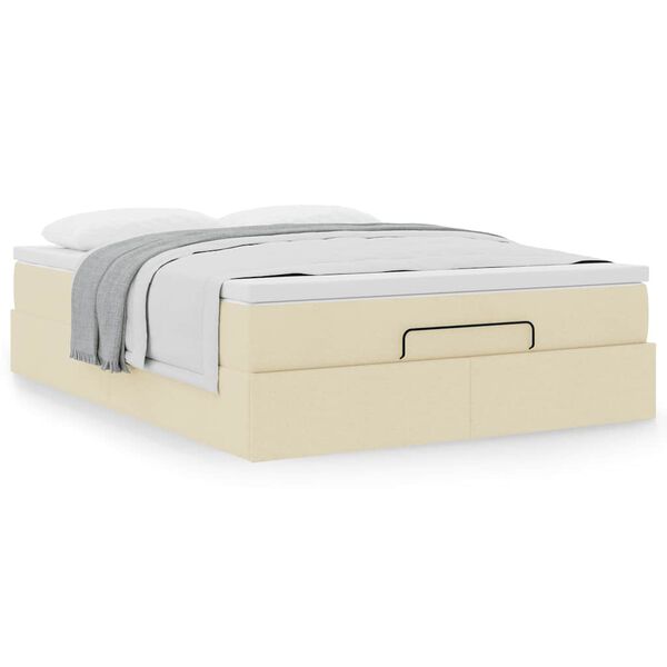 vidaXL Oszm&aacute;n &aacute;gykeret matracokkal kr&eacute;m 140x190cm sz&ouml;vet