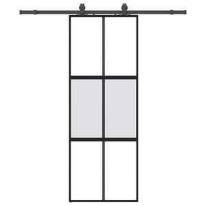 vidaXL fekete edzett &uuml;veg tol&oacute;ajt&oacute; f&eacute;mszerel&eacute;k szettel 76x205 cm