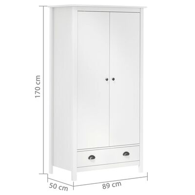 vidaXL Hill fehér 2 ajtós tömör fenyőfa ruhásszekrény 89 x 50 x 170 cm