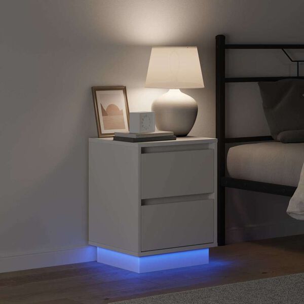 vidaXL &Eacute;jjeliszekr&eacute;ny fi&oacute;kkal Feh&eacute;r 39 x 34,5 x 50 cm Faanyag