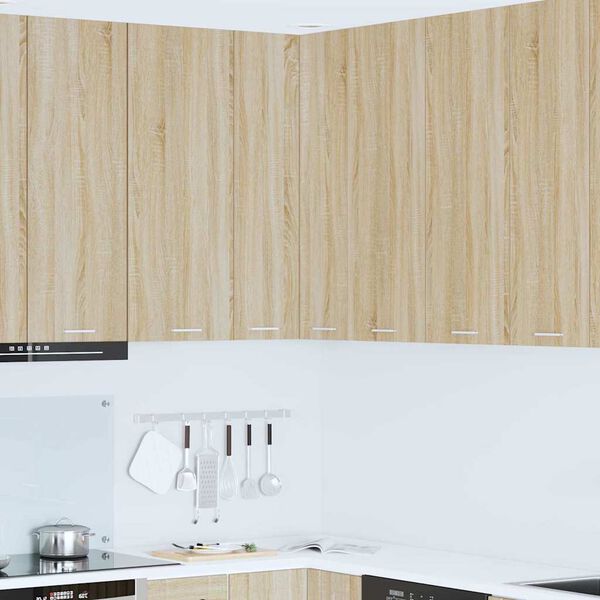 vidaXL F&uuml;ggő szekr&eacute;ny Sonoma t&ouml;lgy &eacute;s feh&eacute;r 57 x 57 x 100 cm Faanyag