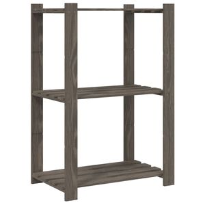 vidaXL 3 szintes sz&uuml;rke t&ouml;m&ouml;r fenyőfa t&aacute;rol&oacute;&aacute;llv&aacute;ny 60x38x90 cm