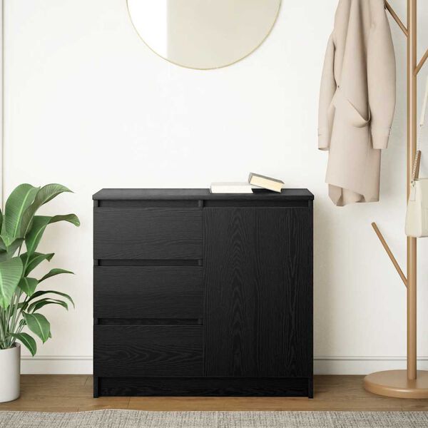 vidaXL fekete t&ouml;lgy szerelt fa t&aacute;lal&oacute;szekr&eacute;ny fi&oacute;kos 71x35x65 cm