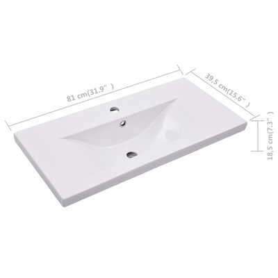 vidaXL fehér kerámia beépíthető mosdókagyló 81 x 39,5 x 18,5 cm