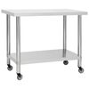 vidaXL rozsdamentes ac&eacute;l konyhai munkaasztal kerekekkel 100x45x85 cm