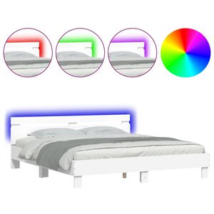 vidaXL feh&eacute;r &aacute;gykeret fejt&aacute;ml&aacute;val &eacute;s LED-del 160 x 200 cm