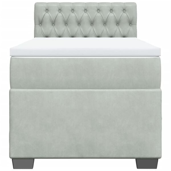 vidaXL világosszürke bársony rugós ágy matraccal 100 x 200 cm