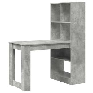 vidaXL Asztal Beton Sz&uuml;rke Szerelt Fa 122 x 67 x 145 cm