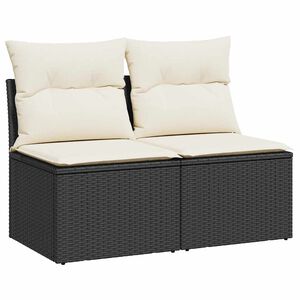 vidaXL 2 r&eacute;szes fekete polyrattan ak&aacute;cfa kerti &uuml;lőgarnit&uacute;ra p&aacute;rn&aacute;val