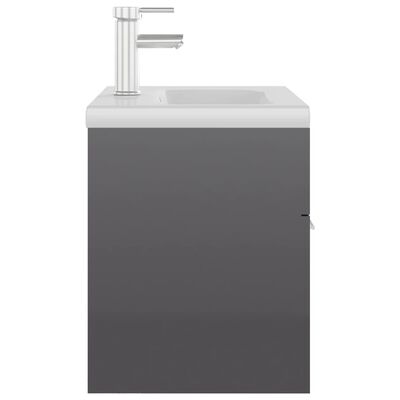 vidaXL magasfényű szürke forgács mosdószekrény beépített mosdókagylóval