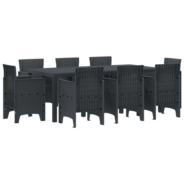 vidaXL Kert &eacute;tkező szett 9 pcs Antracit Polt rattan