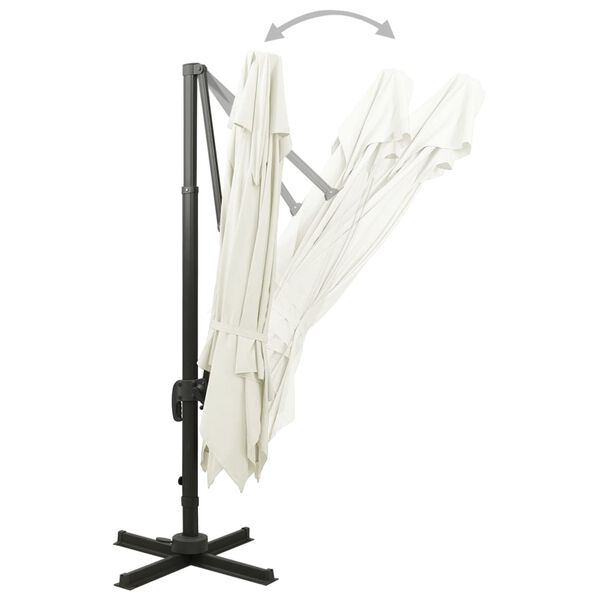 vidaXL dupla tetejű konzolos kerti napernyő 300 x 300 cm homoksz&iacute;nű