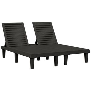 vidaXL fekete k&eacute;tszem&eacute;lyes polipropil&eacute;n napoz&oacute;&aacute;gy 155 x 138 x 83 cm