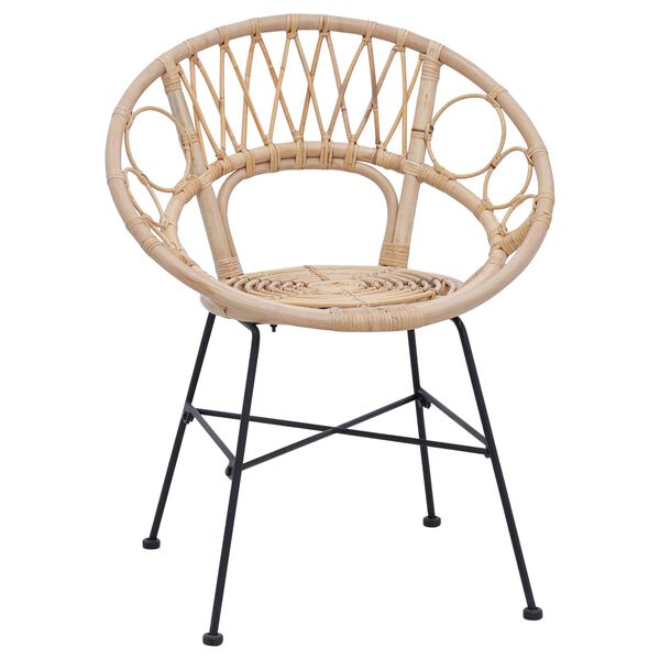 vidaXL &Eacute;tkezősz&eacute;k 2 pcs Term&eacute;szetes 49 x 51 x 81 cm Rattan &eacute;s Vas