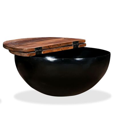 vidaXL fekete, tál alakú újrahasznosított fa dohányzóasztal