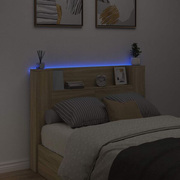 vidaXL Fejt&aacute;mla polcokkal Sonoma t&ouml;lgy 140 x 16,5 x 103,5 cm Faanyag