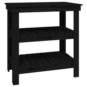 vidaXL Munkapad polcokkal Fekete 78,5 x 50 x 80 cm T&ouml;m&ouml;r Fenyőfa