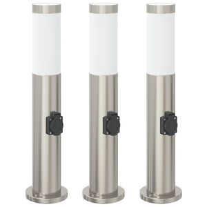 vidaXL 3 db rozsdamentes ac&eacute;lb&oacute;l k&eacute;sz&uuml;lt konnektoros oszlopl&aacute;mpa 50 cm IP44