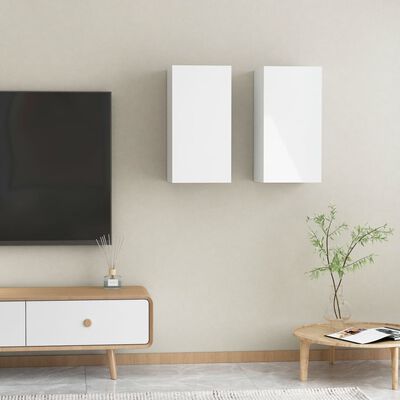 vidaXL 2 db magasfényű fehér forgácslap TV-szekrény 30,5 x 30 x 60 cm