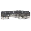 vidaXL 11 r&eacute;szes antracitsz&uuml;rke polyrattan kerti &uuml;lőgarnit&uacute;ra p&aacute;rn&aacute;val
