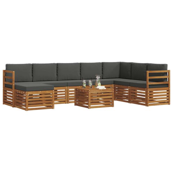 vidaXL &Uuml;lőgarnit&uacute;r&aacute;k 9 pcs Term&eacute;szetes &eacute;s antracit T&ouml;m&ouml;r Ak&aacute;cfa