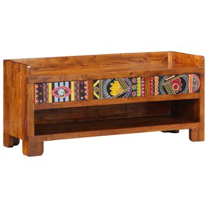 vidaXL Cipőpad fi&oacute;kkal M&eacute;z barna 100 x 35 x 45 cm T&ouml;m&ouml;r ak&aacute;cfa