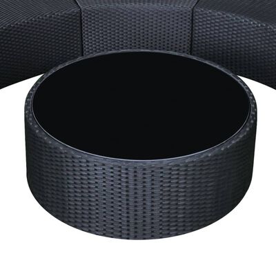 vidaXL 6-részes fekete polyrattan kerti bútorszett párnákkal