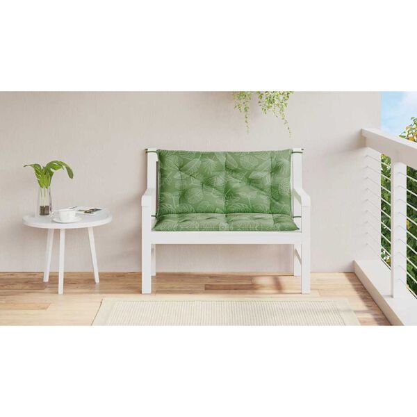 vidaXL 2 db levélmintás szövet kerti padpárna 100 x 50 x 7 cm