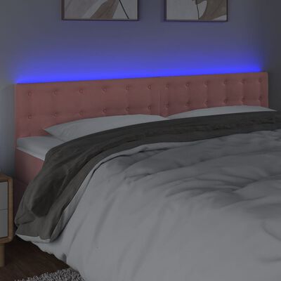 vidaXL rózsaszín bársony LED-es fejtámla 160x5x78/88 cm