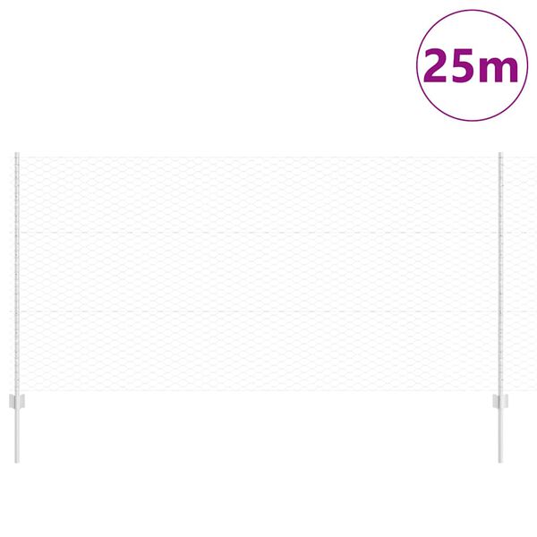 vidaXL Kerítés oszlopokkal Ezüst 1,2 x 25 m Acél