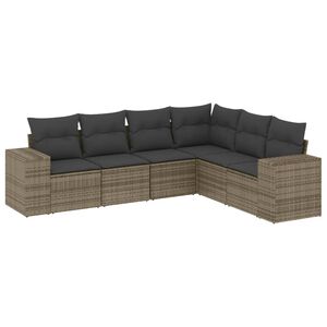 vidaXL 6 r&eacute;szes sz&uuml;rke polyrattan kerti &uuml;lőgarnit&uacute;ra p&aacute;rn&aacute;kkal