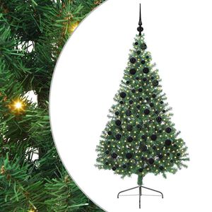 vidaXL Mesters&eacute;ges, előre vil&aacute;g&iacute;tott kar&aacute;csonyi fa Z&ouml;ld 180 cm PVC